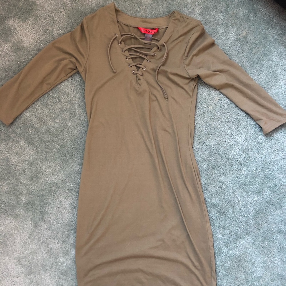 tie up green dress